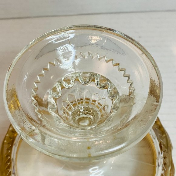 King's Crown Gold Rim Compote Clear Glass Dish Pedestal - Picture 4 of 4
